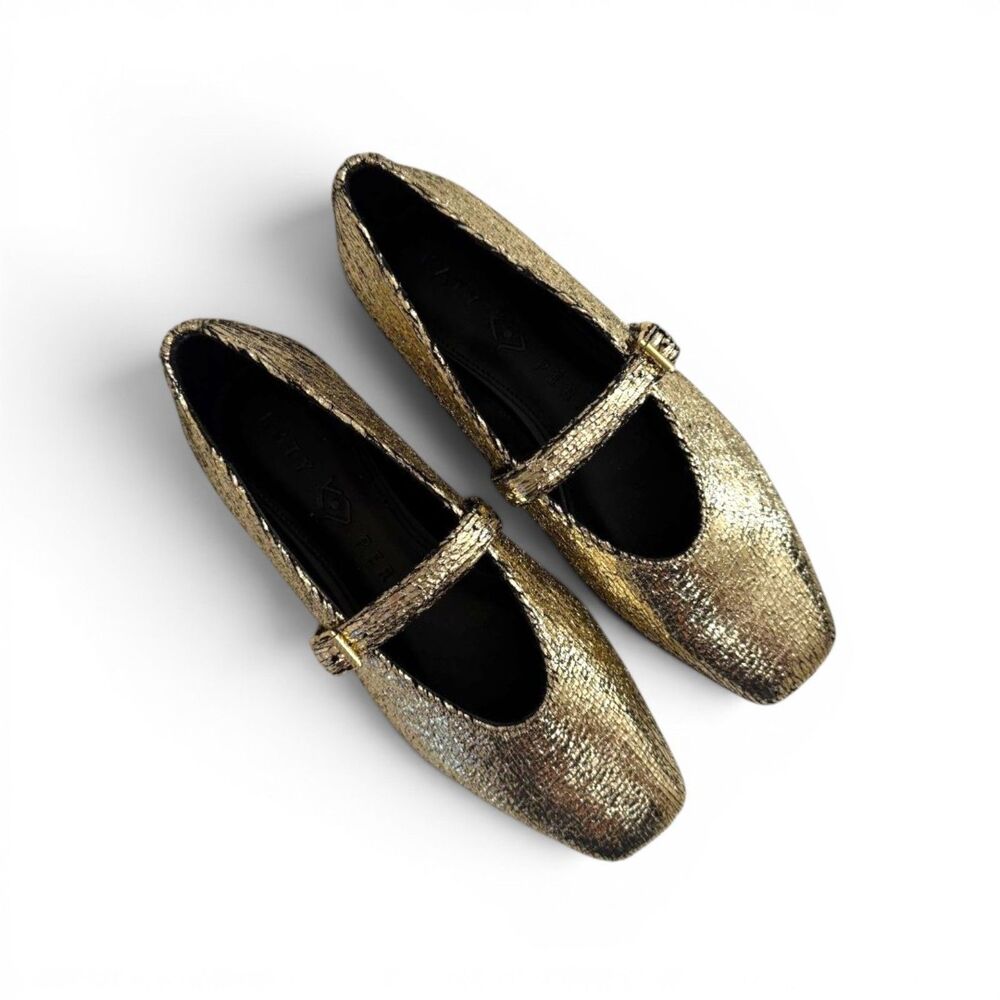 Katy Perry Women's Evie Gold Mary Janes Flats, New! Size 8